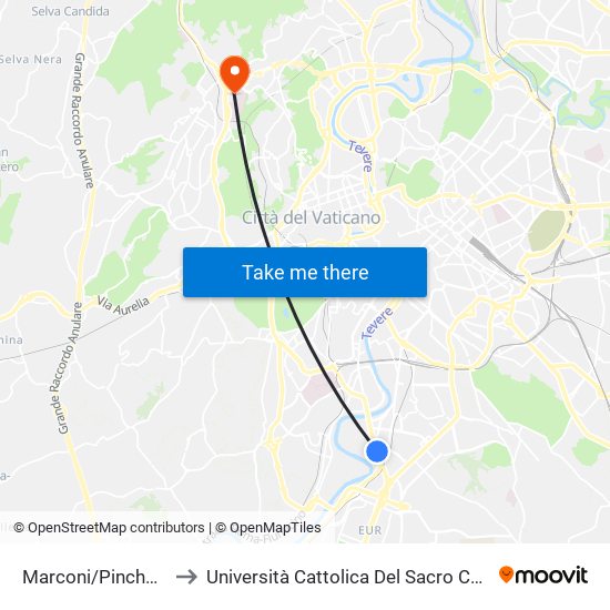 Marconi/Pincherle to Università Cattolica Del Sacro Cuore map