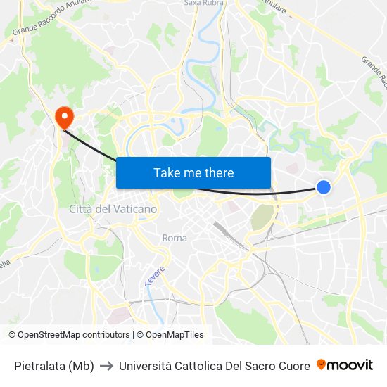 Pietralata (Mb) to Università Cattolica Del Sacro Cuore map