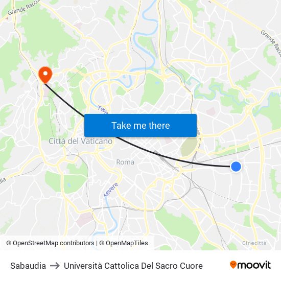 Sabaudia to Università Cattolica Del Sacro Cuore map