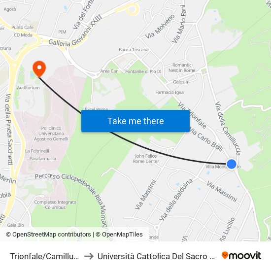 Trionfale/Camilluccia to Università Cattolica Del Sacro Cuore map