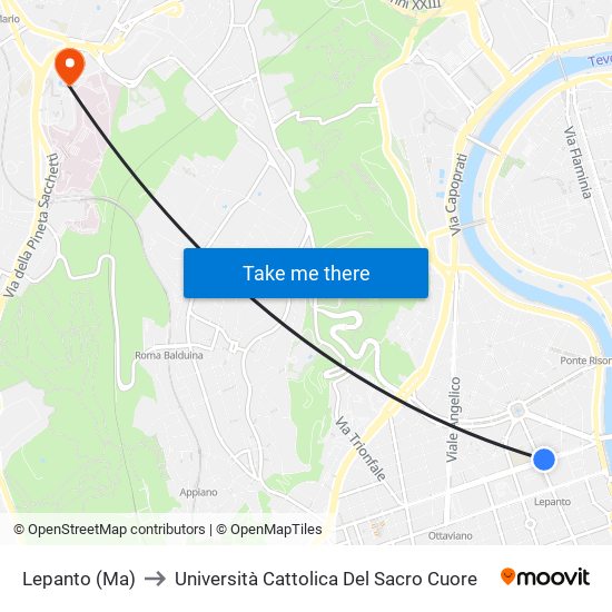 Lepanto (Ma) to Università Cattolica Del Sacro Cuore map
