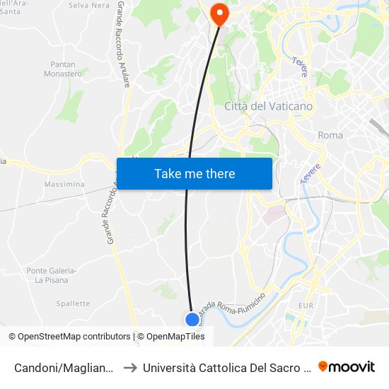 Candoni/Magliana (H) to Università Cattolica Del Sacro Cuore map