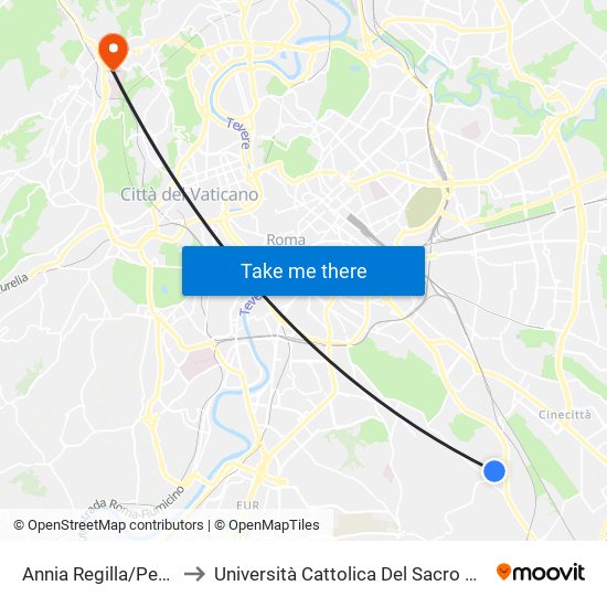 Annia Regilla/Persio to Università Cattolica Del Sacro Cuore map