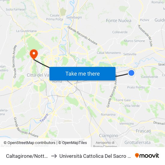 Caltagirone/Nottolini to Università Cattolica Del Sacro Cuore map