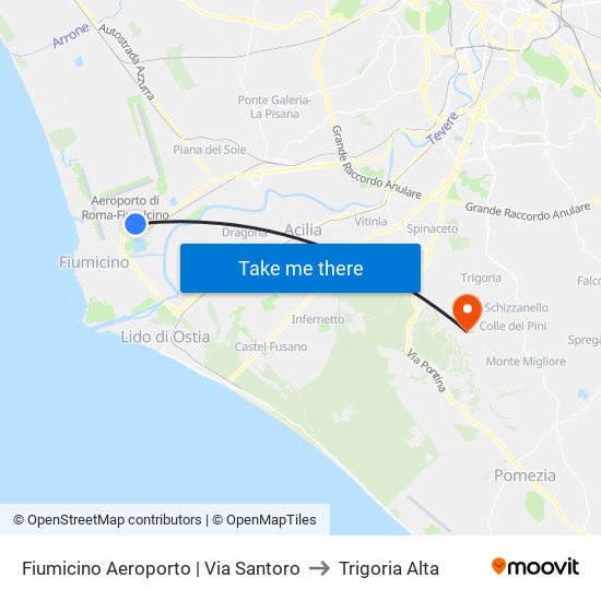 Fiumicino Aeroporto | Via Santoro to Trigoria Alta map