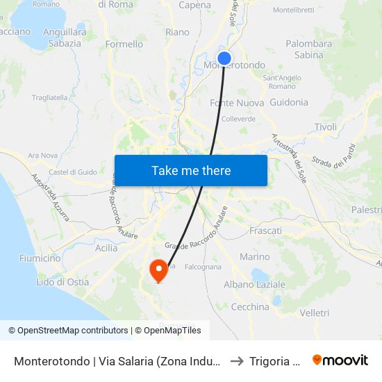 Monterotondo | Via Salaria (Zona Industriale) to Trigoria Alta map