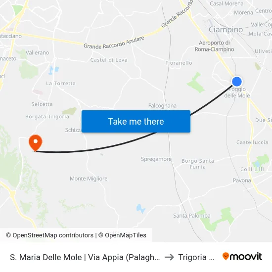 Santa Maria Delle Mole | Appia Road (Ice Palace) to Trigoria Alta map