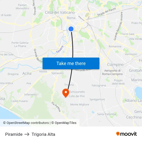 Pyramid to Trigoria Alta map