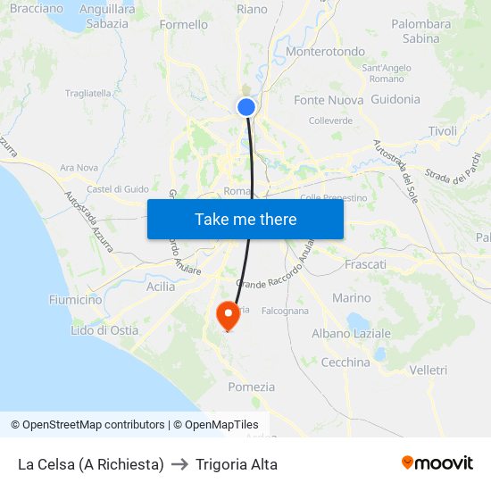 La Celsa (A Richiesta) to Trigoria Alta map