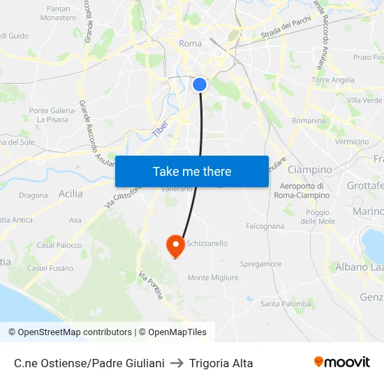 Ostiense Circle/Father Giuliani to Trigoria Alta map