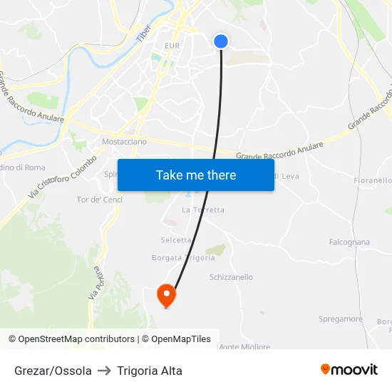 Grezar/Ossola to Trigoria Alta map