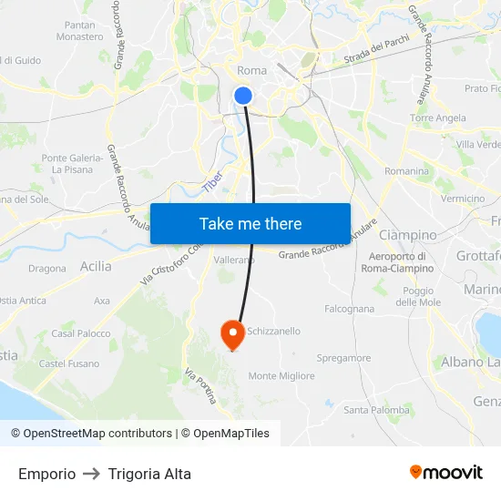 Emporium to Trigoria Alta map