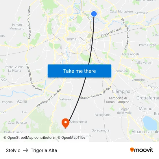 Stelvio to Trigoria Alta map