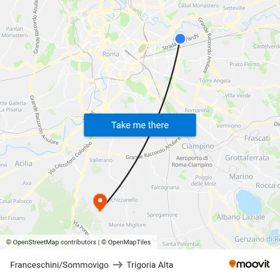 Franceschini/Sommovigo to Trigoria Alta map