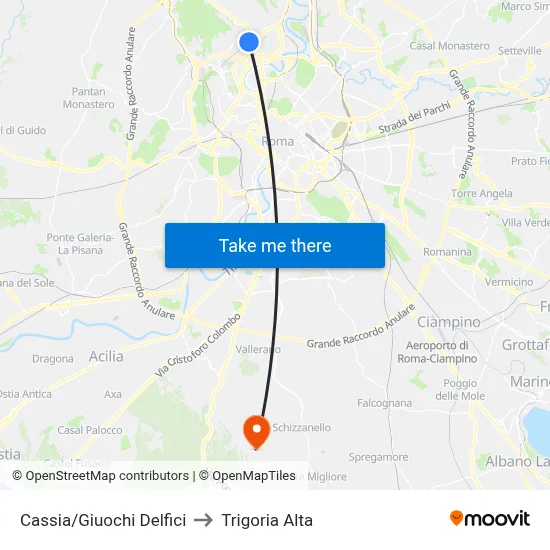 Cassia/Giuochi Delfici to Trigoria Alta map