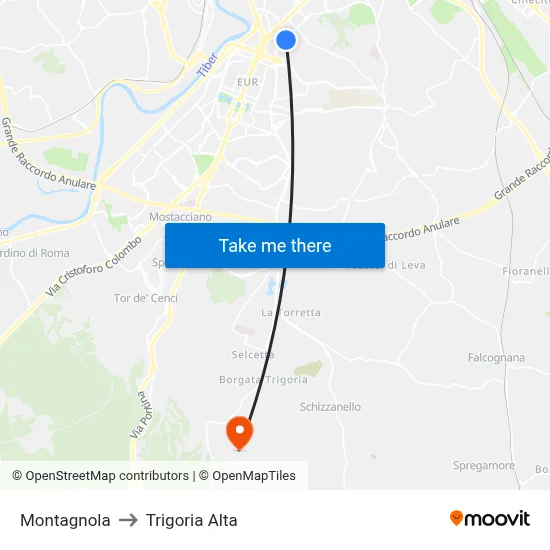 Montagnola to Trigoria Alta map