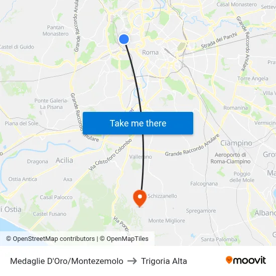 Gold Medals/Montezemolo to Trigoria Alta map
