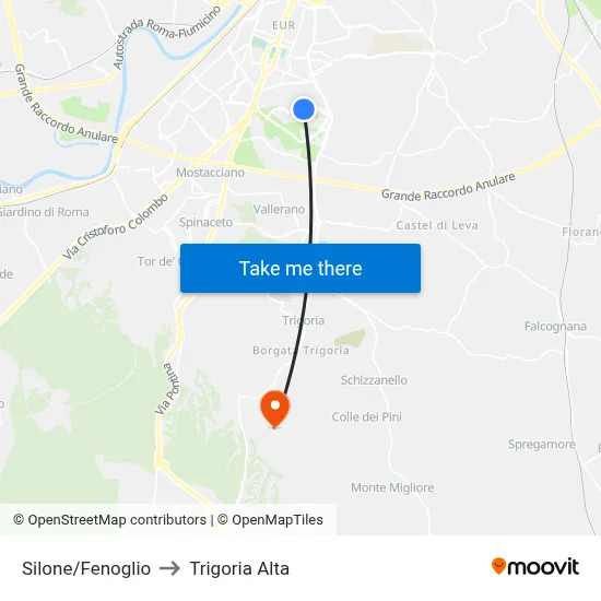 Silone/Fenoglio to Trigoria Alta map