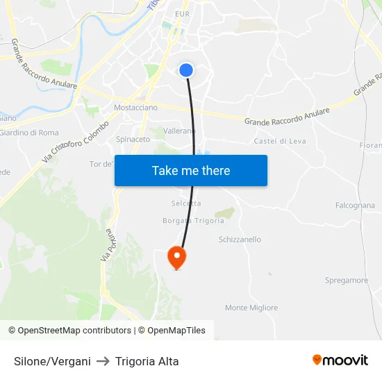 Silone/Vergani to Trigoria Alta map