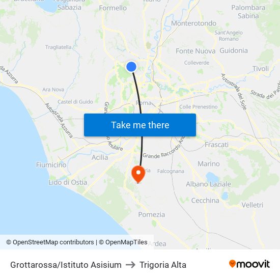 Grottarossa/Istituto Asisium to Trigoria Alta map