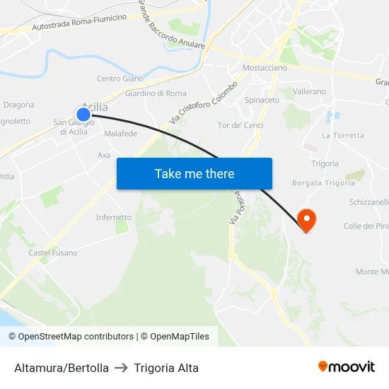 Altamura/Bertolla to Trigoria Alta map