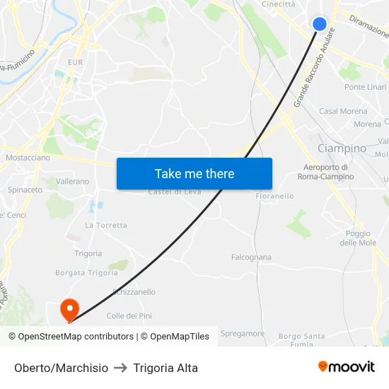 Oberto/Marchisio to Trigoria Alta map