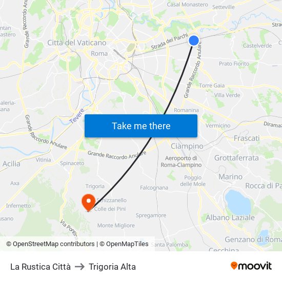 La Rustica Città to Trigoria Alta map