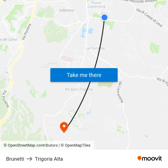 Brunetti to Trigoria Alta map