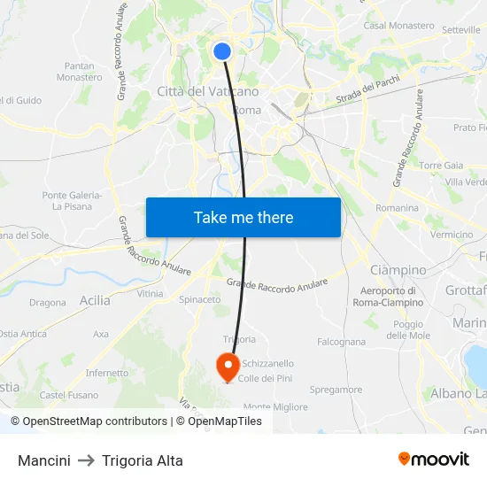 Mancini to Trigoria Alta map