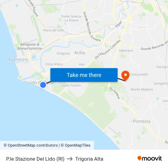 Lido Station Square to Trigoria Alta map