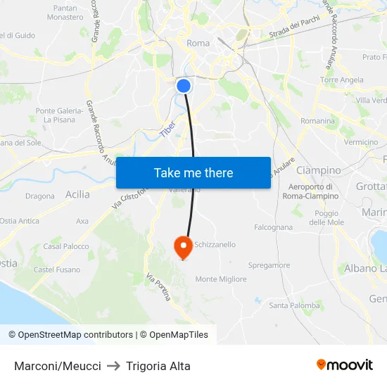 Marconi/Meucci to Trigoria Alta map