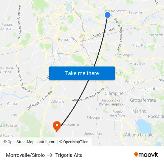 Morrovalle/Sirolo to Trigoria Alta map