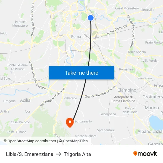 Libya/St. Emerenziana to Trigoria Alta map