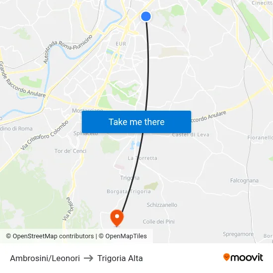 Ambrosini/Leonori to Trigoria Alta map
