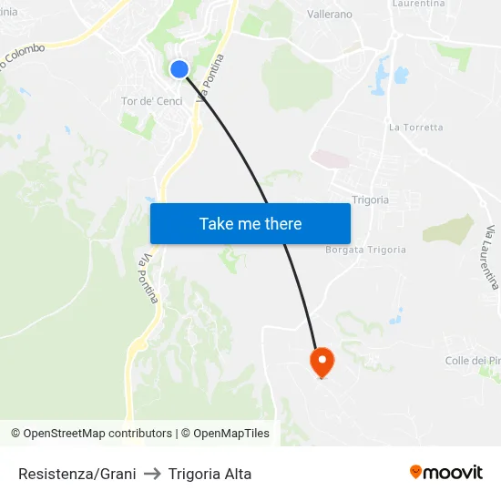Resistance/Grani to Trigoria Alta map