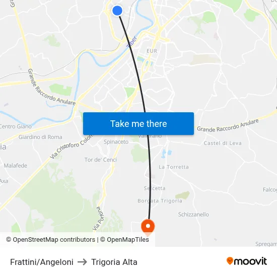 Frattini/Angeloni to Trigoria Alta map