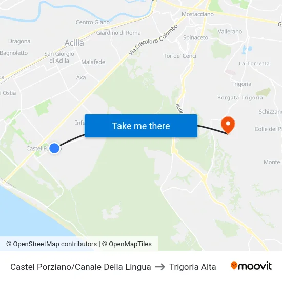 Castel Porziano/Canale Della Lingua to Trigoria Alta map
