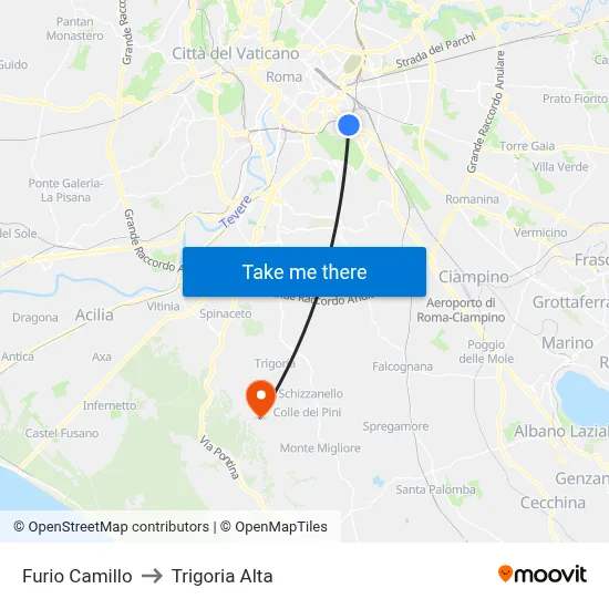 Furio Camillo to Trigoria Alta map
