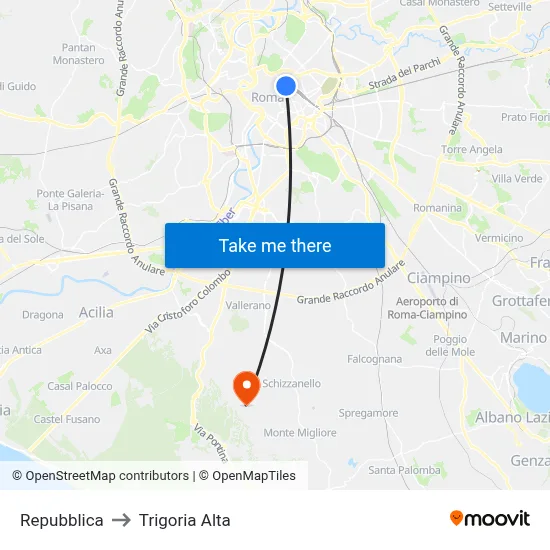 Republic to Trigoria Alta map