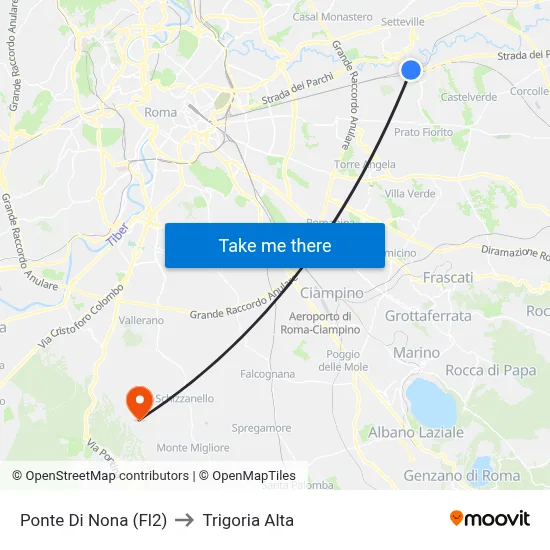 Ponte Di Nona (Fl2) to Trigoria Alta map