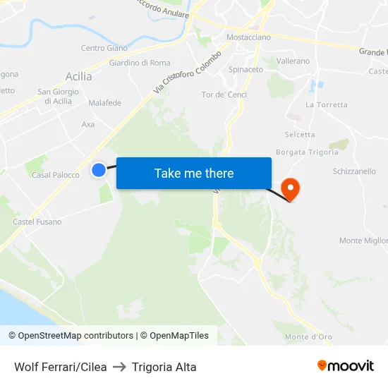 Wolf Ferrari/Cilea to Trigoria Alta map