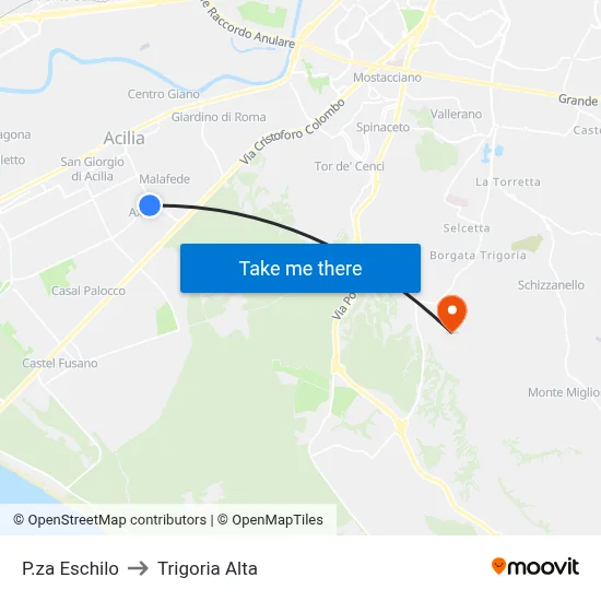 Eschilo Square to Trigoria Alta map