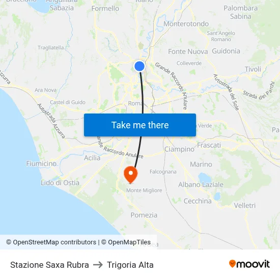 Saxa Rubra Station to Trigoria Alta map