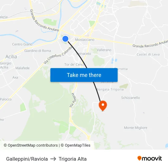 Galleppini/Raviola to Trigoria Alta map