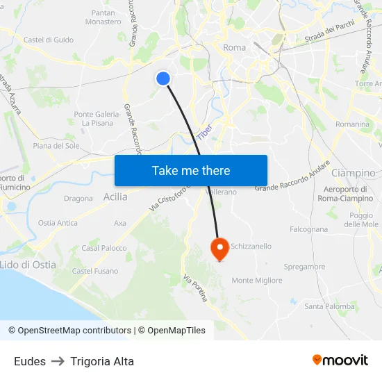 Eudes to Trigoria Alta map