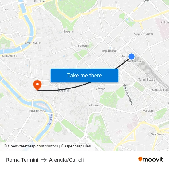 Roma Termini to Arenula/Cairoli map