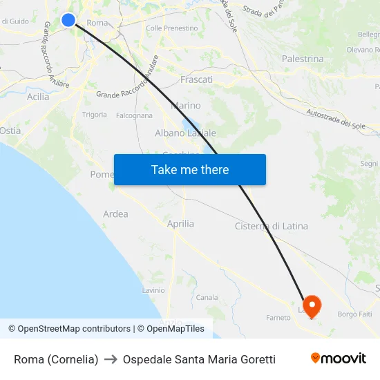 Roma (Cornelia) to Ospedale Santa Maria Goretti map