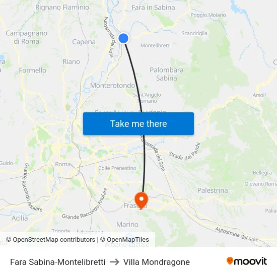 Fara Sabina-Montelibretti to Villa Mondragone map