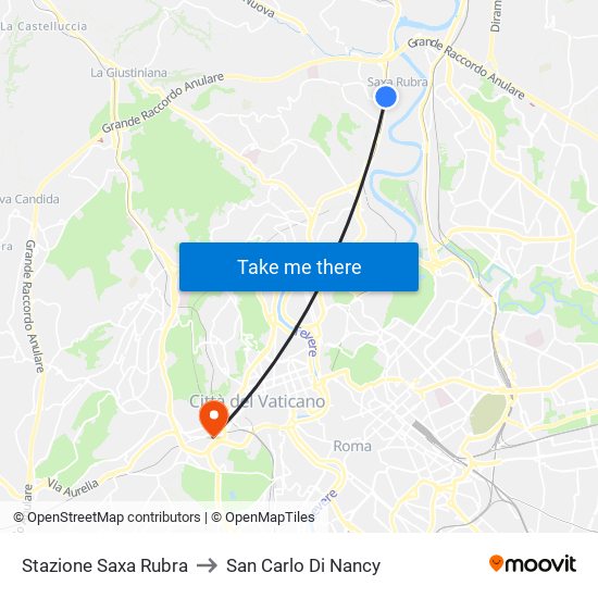Stazione Saxa Rubra to San Carlo Di Nancy map