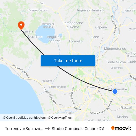 Torrenova/Squinzano to Stadio Comunale Cesare D'Aiuto map